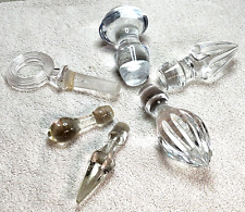 Large Lot of 6 decanter stoppers/ bottle stops, Cut Crystal Replacement Stoppers picture