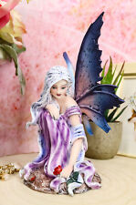 Ebros Silver Haired Winter Fairy Holding Red Rose Figurine Fairy Garden picture