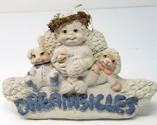 Dreamsicles Angel With Bunnies Rabbits Easter Sitting on Sign 1995 Large Vintage picture