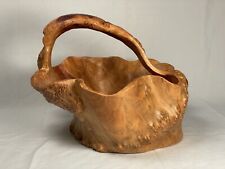 LARGE ARTISAN HAND CARVED ROOT KNOBBY BURL WOOD BASKET BOWL SCULPTURE picture