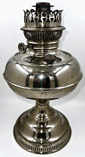Antique RAYO Kerosene Oil Lamp with Flame Spreader, Burner 1905 Nickel Plated picture