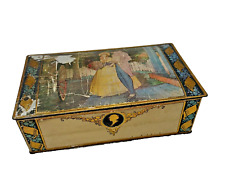 VTG Canco Art Nouveau Hinged Tin Box with Courtship Scene Weathered Estate Piece picture