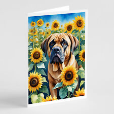 Mastiff in Sunflowers Greeting Cards and Envelopes Pack of 8 DAC6120GCA7P picture