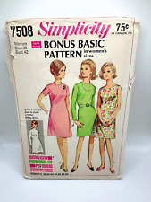 Vintage 1967 Simplicity 7508 Bonus Basic Dress Sewing Pattern picture
