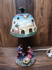 Vintage Night Lamp Celluloid Plastic Manger Scene Etched or Cutouts Shade picture
