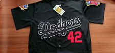 LA Dodgers #42 Jackie Robinson cooperstown Limited Edition Patch sewn Jersey BLK picture
