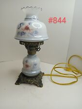 Small Vintage Blue Floral Hurricane Lamp picture