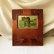 Western Style Leather Tooled Frame For Photo And Buckle Display picture