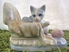 Cute Cat And Mouse Ceramic Figurine Grandma Core Cottage Core Kitch picture
