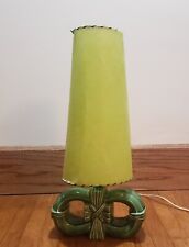 Vintage MCM Green Ceramic Pottery Bedside Table Lamp. See Description  picture