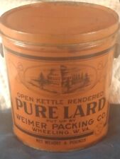 Vintage Lard Advertising Tin Bucket Weimer Packing Co. Wheeling Wv picture