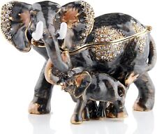 Jewelry Box Couple Elephant Metal Black Small Novelty Modern Ornaments Magnetic picture