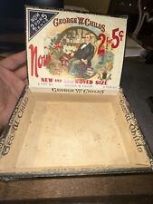George W Childs Wooden Cigar Box NRA Member Antique Tobacco Advertising picture