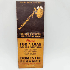 Vintage Bobtail Matchcover Domestic Finance Virginia & Maryland picture