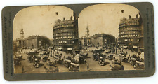 c1890's Stereoview Card The Strand from Trafaigar Square, London England picture