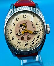 Ingersoll Pinocchio 1947 Disney Birthday Watch w/Org Band - Overhauled & Running picture
