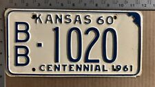 1960 Kansas license plate BB-1020 YOM DMV Bourbon high quality original 13655 picture