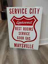 c.1964 Original Vintage Service City Citgo Gas Station Sign Metal Rest Rooms Oil picture
