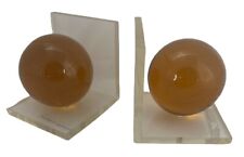 Thomas O'brien Lucite Clear and Amber Sphere MCM Bookends picture
