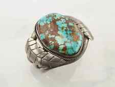 Native American Sterling Silver Cuff Bracelet Blue Royston Spiderweb Turquoise picture