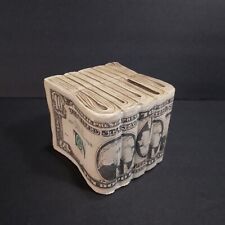 1970's Ten Dollar Bills Stacks Coin Piggy Bank Vintage Ceramic / Resin No Plug picture