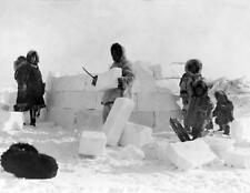 1924 Eskimos Building an Igloo, Alaska Vintage Photograph 8.5