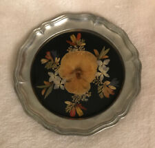 Vintage Rein Zinn Decorative Plate with Real Switzerland Alp Flowers picture