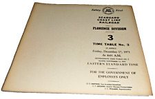 DECEMBER 1971 SCL SEABOARD COAST LINE FLORENCE DIVISION EMPLOYEE TIMETABLE #3 picture
