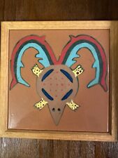 Aztec wall art Plaque Framed Hand Painted And Glazed 9x9 By Peggy Lee Hinkle picture