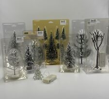 Lot Of 17 Lemax Christmas Snow Frosted Pine Green Round Trees Some Light picture
