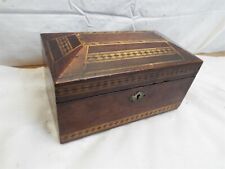 Vintage Inlaid Marquetry Trinket Dresser Wood Box Jewelry Treasure Chest Inlay  picture