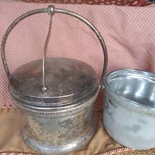 F.B. Rogers Silver Plate on Copper Ice Bucket & Handle 2 QT PYREX Glass INSERT picture