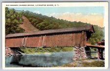 Old Wooden Covered Wooden Bridge Livingston Manor N.Y Postcard picture