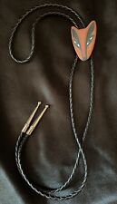 Native American  Leather Clay  Fox Southwest Bolo signed  By Artist picture