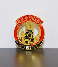 Firefighter Never Forget Twin Towers Kneeling Firefighter Pin picture