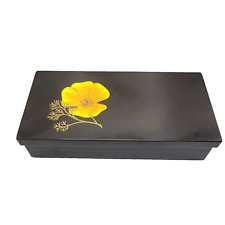 Couroc of Monterey MCM Trinket Jewelry Keepsake Box Floral Poppy Inlay Design picture