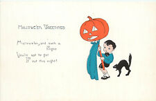Weaver Halloween Postcard Jack O Lantern on a Stick JOL Black Cat Ser 2399 #8 picture
