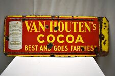 Antique Van Houten's Cocoa Porcelain Enamel Sign Holland By Vereenigde Blikfabri picture