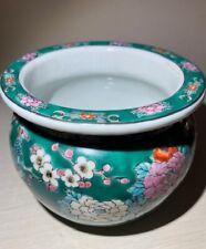 Imari Green White Cachepot with Peacock Motif Hand Painted picture