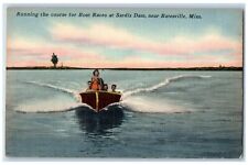 c1940's Running Course For Boat Races At Sardis Dam Near Batesville MS Postcard picture