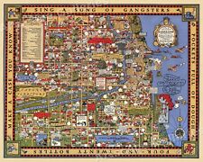 1931 Chicago Gangland Map Historic Vintage Style Wall Gangster Map - 24x30 picture