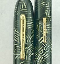 Conklin All American Fountain Pen ~Green Web~ Vintage ~ New Sac ~ NM ~ Flexy picture