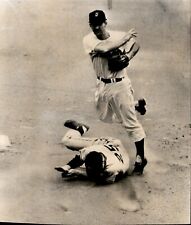 LD333 1954 Wire Photo WHITEY LOCKMAN OUT + INDIANS STRICKLAND DOUBLE PLAY ERROR picture