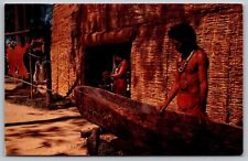 Jamestown Virginia Algonquin Indian Long House Replica Festival Park Postcard picture