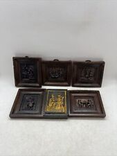 Vintage German Wachskunst Huhnlein Wax Carved Wall Hang Decor Lot Of 6x Folk Art picture