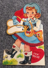 Vintage Valentine Card Cowgirl Im A Gal Who Knows The Ropes Lasso Few Tricks picture