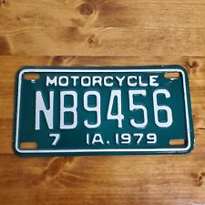 Vintage Iowa 1979 Motorcycle License Plate Garage Decor Collector 7 IA NB9456 picture
