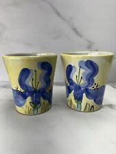 2 Elegant Blue Iris Spring Flower Stoneware Coffee Cup Mug picture