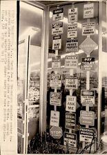 LG35 1973 Wire Photo GREENSBORO SHOPPING CENTER WINDOW OFFERS SIGNS OF THE TIMES picture