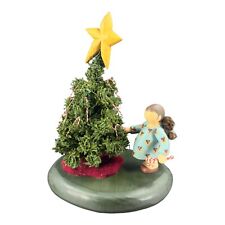 Vintage 1995 Folk Art Figure Sculpture Girl W Christmas Tree Signed Phil Wooden picture